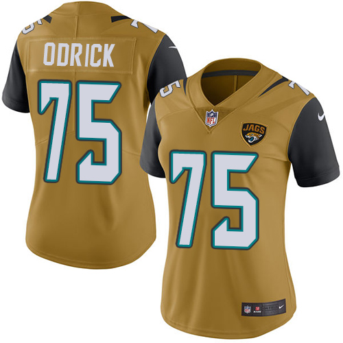 Women's Limited Jared Odrick Nike Jersey Gold - #75 Rush NFL Jacksonville Jaguars